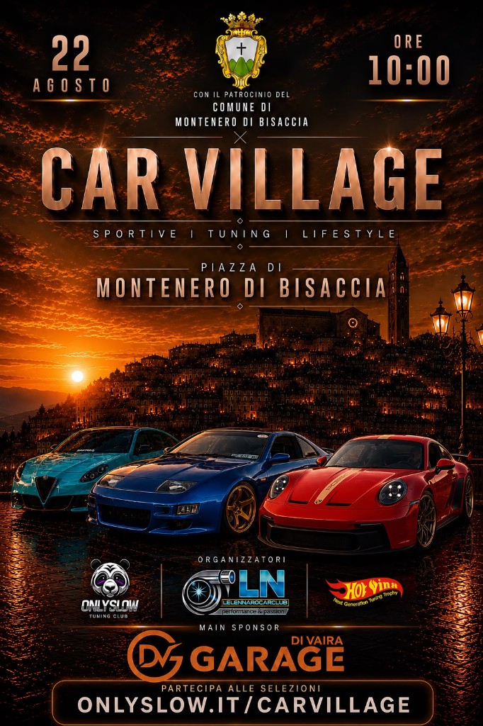 Locandina Car Village — 22 agosto, Piazza di Montenero di Bisaccia