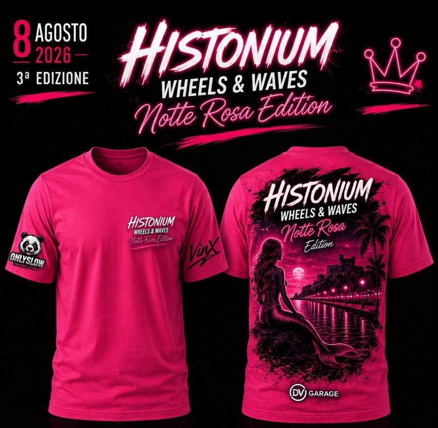 Maglietta ufficiale Histonium Wheels & Waves Notte Rosa Edition